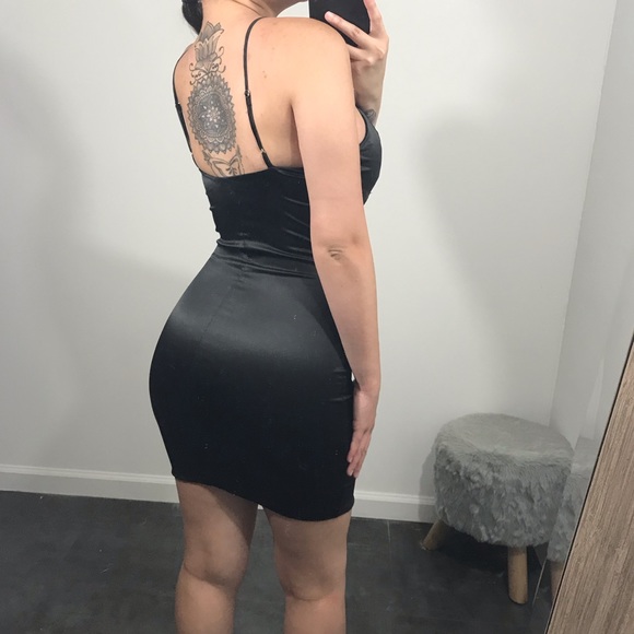 Sexy Black Silk Mini Dress - Picture 3 of 4